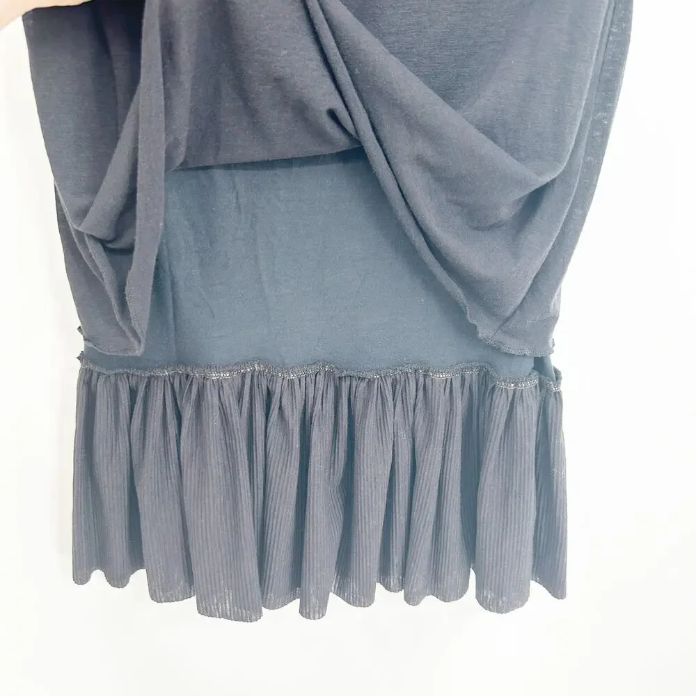 Free People Wednesdaycore Goth Wool Blend Ruffle 3/4 Sleeve Sweater Dress Size 0